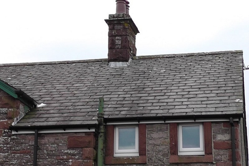 The reading room fire chimney stack and leaking roof section